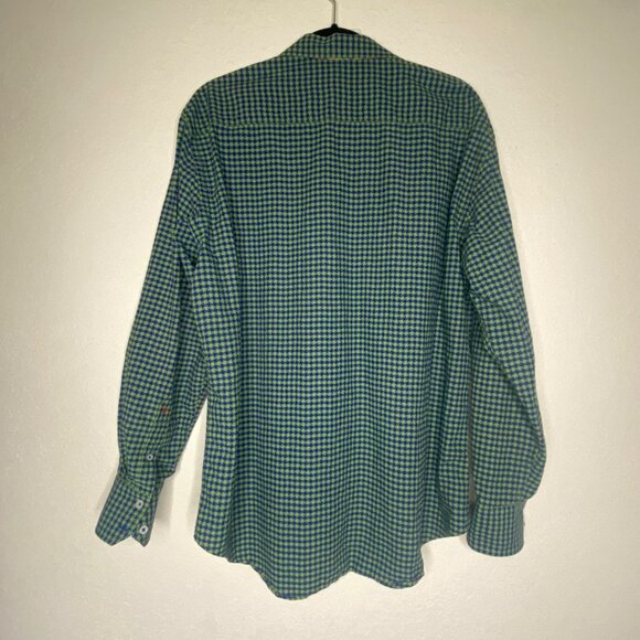 Robert Graham Flip Cuff Shirt Mens XL‎ Green & Blue Geometric Preppy - Picture 4 of 15